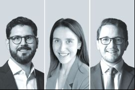 Luiz Fernando Goedert, de Mattos Filho, Veiga Filho, Marrey Jr. e Quiroga Advogados (izquierda); Catalina Iñiguez, de FerradaNehme (centro), y Ramón de la Torre, de Basham, Ringe y Correa.